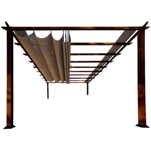 Pergola, Metall, 505x236x350 cm, Sonnen- & Sichtschutz, Pavillons