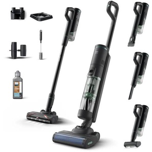 PHILIPS Nass-Trocken-Akkusauger AquaTrio Cordless 7000 Series XW7263/11, schwarz (schwarz, heldengrün), B:25cm H:110cm T:23cm, Akkusauger, 3-in-1-Reinigungslösung, mit automatischem Reinigungssystem