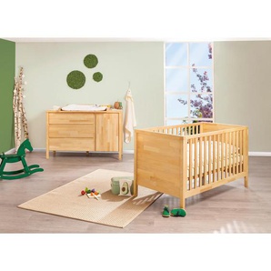 Pinolino Babyzimmer Pinolino Enno, Buche, Holz, Buche, massiv, 3 Schubladen, zum Juniorbett umbaubar, höhenverstellbar, Sprossen mit Normabstand, Aufbauanleitung im Karton, Lattenrost inklusive, Schlupfsprossen, Babymöbel, Babyzimmer-Sets