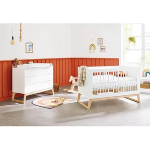 Pinolino Babyzimmer Pinolino Bridge, Weiß, Esche, Holz, Holzwerkstoff, Esche, massiv, 3 Schubladen, zum Juniorbett umbaubar, höhenverstellbar, Sprossen mit Normabstand, Aufbauanleitung im Karton, Lattenrost inklusive, Schlupfsprossen, Babymöbel,