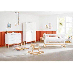 Pinolino Babyzimmer Pinolino Bridge, Esche, Weiß, Holz, Holzwerkstoff, Esche, massiv, 5 Fächer, 3 Schubladen, in verschiedenen Größen erhältlich,zum Juniorbett umbaubar, höhenverstellbar, Sprossen mit Normabstand, Aufbauanleitung im Karton, Lattenrost