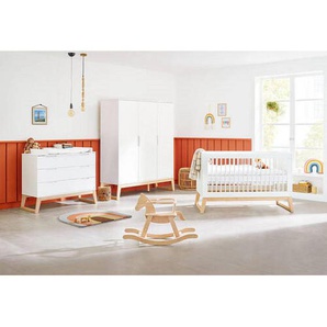 Pinolino Babyzimmer Pinolino Bridge, Weiß, Esche, Holz, Holzwerkstoff, Esche, massiv, 5 Fächer, 3 Schubladen, in verschiedenen Größen erhältlich,zum Juniorbett umbaubar, höhenverstellbar, Sprossen mit Normabstand, Aufbauanleitung im Karton, Lattenrost