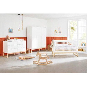 Pinolino Babyzimmer Pinolino Bridge, Weiß, Esche, Holz, Holzwerkstoff, Esche, massiv, 5 Fächer, 6 Schubladen, in verschiedenen Größen erhältlich,zum Juniorbett umbaubar, höhenverstellbar, Sprossen mit Normabstand, Aufbauanleitung im Karton, Lattenrost