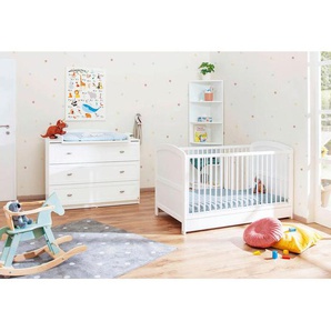 Pinolino Babyzimmer Pinolino Laura, Weiß, Holzwerkstoff, 2-teilig, 3 Schubladen, zum Juniorbett umbaubar, höhenverstellbar, Sprossen mit Normabstand, Aufbauanleitung im Karton, Lattenrost inklusive, Schlupfsprossen, Babymöbel, Babyzimmer-Sets