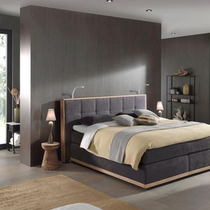 Places of Style Boxspringbett Vinton, aus Eiche, mit LED-Beleuchtung, verschiedene Härtegrade (auch H4)