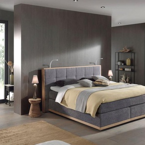 Places of Style Boxspringbett Vinton, aus Eiche, mit LED-Beleuchtung, verschiedene Härtegrade (auch H4)