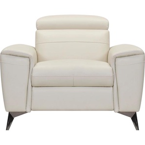 Sessel PLACES OF STYLE Theron Gr. Leder, B/H/T: 100cm x 75cm x 104cm, beige (creme) Einzelsessel Polstersessel Lounge-Sessel elektrische Relaxfunktion, USB-Anschluss, manuelle Kopfteilverstellung