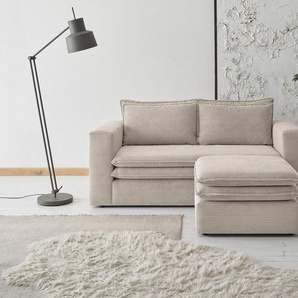 Places of Style Sitzgruppe PIAGGE, (2-tlg), 2-Sitzer-Sofa und Hocker klein im Set