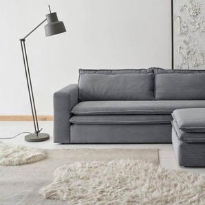 Places of Style Sitzgruppe PIAGGE, (2-tlg), 3-Sitzer-Sofa mit Bettfunktion und Loveseat-Hocker im Set