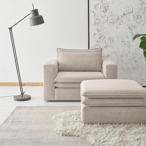 Places of Style Sitzgruppe PIAGGE, (2-tlg), Hochwertiger Cord, Loveseat und Loveseat-Hocker im Set