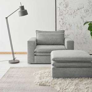 Places of Style Sitzgruppe PIAGGE, (2-tlg), Hochwertiger Cord, Loveseat und Loveseat-Hocker im Set