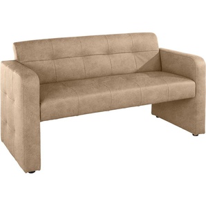 Polsterbank EXXPO - SOFA FASHION Barista Sitzbänke Gr. B/H/T: 162cm x 82cm x 68cm, Luxus-Microfaser, 2er Bank, beige (sahara) Frei im Raum stellbar