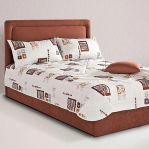 Polsterbett, braun, B:130cm L:210cm, Bezug Bett: Mikrofaser (100% Polyester), Bonnell-Federkernmatratze: Mischgewebe (51% Polyprophlen, 39% Polyester, 10% Baumwolle), Kaltschaummatratze: Frottee (100% Polyester), Bezug abnehm- und waschbar bis 60u00b0C,