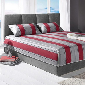 Polsterbett, grau, B:130cm L:210cm, Bezug Bett: Microfaser (100% Polyester), Bonnell-Federkernmatratze: 51% Polypropylen, 39% Polyester und 10% Baumwolle, Kaltschaummatratze: 100% Polyester, Bezug abnehm- und waschbar bis 60u00b0C, WESTFALIA