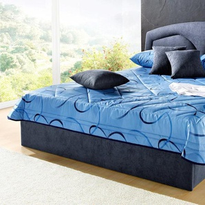 Polsterbett, blau, B:132cm L:212cm, Bezug Bett: Microfaser (100% Polyester), Bonnell-Federkernmatratze: 51% Polypropylen, 39% Polyester und 10% Baumwolle, Kaltschaummatratze: 100% Polyester, Bezug abnehm- und waschbar bis 60u00b0C, WESTFALIA