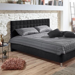 Polsterbett, schwarz, B:170cm L:210cm, Bezug Bett: Microfaser (100% Polyester), Bonnell-Federkernmatratze: 51% Polypropylen, 39% Polyester und 10% Baumwolle, Kaltschaummatratze: 100% Polyester, Bezug abnehm- und waschbar bis 60u00b0C, WESTFALIA