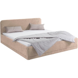 Polsterbett, beige (dunkelbeige), B:190cm L:210cm, Bezug Bett: wahlweise Microfaser (100% Polyester), Strukturstoff (77% Polyester, 23% Viskose) oder Kunstleder, Bonnell-Federkernmatratze: Mischgewebe (51% Polyprophlen, 39% Polyester, 10% Baumwolle),