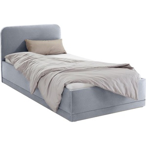 Polsterbett, grau, B:110cm L:210cm, Bezug Bett: wahlweise Microfaser (100% Polyester), Strukturstoff (77% Polyester, 23% Viskose) oder Kunstleder, Bonnell-Federkernmatratze: Mischgewebe (51% Polyprophlen, 39% Polyester, 10% Baumwolle), Kaltschaummatratze: