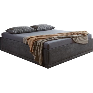 Polsterbett Texel, schwarz, B:206cm H:42cm L:206cm, Bezug Bett: Veloursstoff 100% Polyester oder Microfaser (100% Polyester), Bonnell-Federkernmatratze: 51% Polypropylen, 39% Polyester und 10% Baumwolle, Kaltschaummatratze: 100% Polyester, Bezug abnehm-