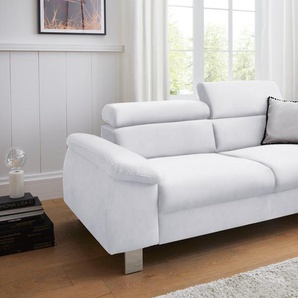 Polstergarnitur COTTA Komaris Sitzmöbel-Sets Gr. Kunstleder SOFTLUX, mit Kopfteilverstellung, weiß (white) Couchgarnituren Sets Set: bestehend aus 3-Sitzer und Hocker, inklusive Kopfteilverstellung