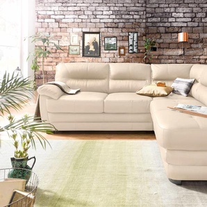 Polstergarnitur COTTA Royale Sitzmöbel-Sets Gr. Kunstleder SOFTLUX, ohne Bettfunktion + Ottomane rechts, beige (creme) Couchgarnituren Sets bestehend aus Ecksofa & Hocker, optional mit Bettfunktion und -kasten