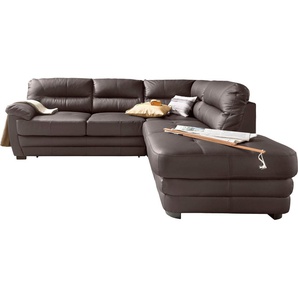 Polstergarnitur COTTA Royale Sitzmöbel-Sets Gr. Kunstleder SOFTLUX, ohne Bettfunktion + Ottomane rechts, braun Couchgarnituren Sets bestehend aus Ecksofa & Hocker, optional mit Bettfunktion und -kasten