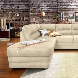 Polstergarnitur COTTA Royale Sitzmöbel-Sets Gr. Lu x us-Microfaser, ohne Bettfunktion + Ottomane links, beige (natur) Couchgarnituren Sets bestehend aus Ecksofa & Hocker, optional mit Bettfunktion und -kasten