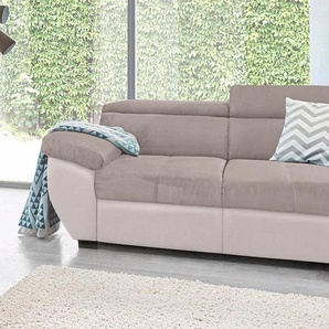 Polstergarnitur COTTA Speedway Sitzmöbel-Sets Gr. Kunstleder SOFTLUX-Lu x us-Microfaser, mit Kopfteilverstellung, braun (schlamm, schlamm) Couchgarnituren Sets Set: bestehend aus 2-Sitzer Sofa und Hocker, frei im Raum stellbar