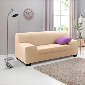 Polstergarnitur DOMO COLLECTION Amando Sitzmöbel-Sets Gr. H/T: 74cm x 79cm, Kunstleder SOFTLUX, ohne Funktion, beige (creme) bestehend aus 2er- und 3er-Sofa