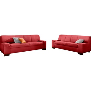 Polstergarnitur DOMO COLLECTION Norma Sitzmöbel-Sets Gr. H: 74 cm, Kunstleder SOFTLUX, rot Couchgarnituren Sets bestehend aus je einem 2- und 3-Sitzer
