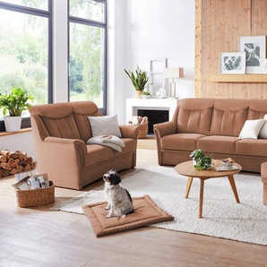 Polstergarnitur VILLA BECK Lugano Sitzmöbel-Sets Gr. Flachgewebe, Kopfteilverstellung, orange (10 kupfer) Couchgarnituren Sets Kopfteilverstellung, in Sitzhöhe 46 cm, 3-Sitzer und 2x Sessel