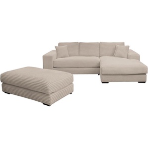 Polstergarnitur WERK2 Eden Sitzmöbel-Sets Gr. B/H/T: 286 cm x 84 cm x 184 cm, Breitcord, Ottomane rechts, grau (taupe, taupe) Ecksofa Big-Sofa