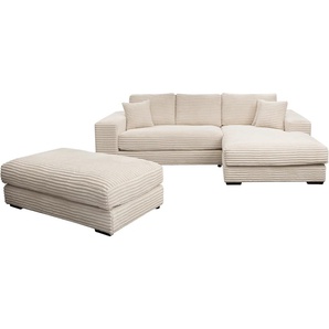 Polstergarnitur WERK2 Eden Sitzmöbel-Sets Gr. B/H/T: 286 cm x 84 cm x 184 cm, Breitcord, Ottomane rechts, weiß (weiß, weiß) Ecksofa Big-Sofa