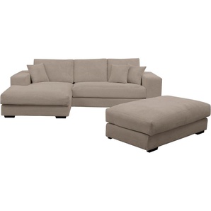 Polstergarnitur WERK2 Eden Sitzmöbel-Sets Gr. B/H/T: 286 cm x 84 cm x 184 cm, Cord, Ottomane links, beige (greige, greige) Ecksofa Big-Sofa