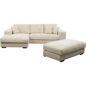 Polstergarnitur WERK2 Eden Sitzmöbel-Sets Gr. B/H/T: 286 cm x 84 cm x 184 cm, Cord, Ottomane links, beige (natur, natur) Ecksofa Big-Sofa