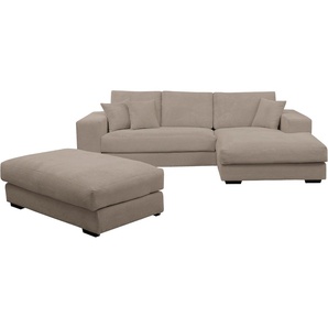 Polstergarnitur WERK2 Eden Sitzmöbel-Sets Gr. B/H/T: 286 cm x 84 cm x 184 cm, Cord, Ottomane rechts, beige (greige, greige) Ecksofa Big-Sofa