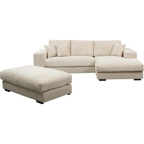 Polstergarnitur WERK2 Eden Sitzmöbel-Sets Gr. B/H/T: 286 cm x 84 cm x 184 cm, Cord, Ottomane rechts, beige (natur, natur) Ecksofa Big-Sofa