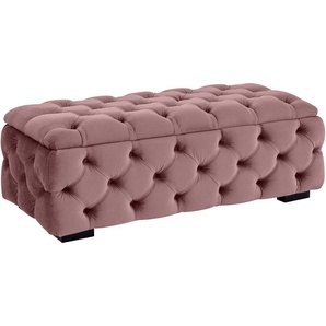 Polsterhocker GUIDO MARIA KRETSCHMER HOME & LIVING KALINA, hochwertige Knopfheftung, B/T/H: 120/55/45 cm Hocker Gr. B/H/T: 120cm x 45cm x 55cm, Samtvelours, rosa (rose) mit Staufach und innenliegenden Laschen zur besseren Aufbewahrung