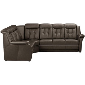 Polstermöbel Oelsa Komfort-Ecksofa aus Leder  Andorra ¦ braun ¦ Maße (cm): B: 272 H: 99 T: 238