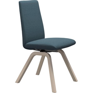 Polsterstuhl STRESSLESS Laurel Stühle Gr. B/H/T: 49cm x 92cm x 59cm, ROHLEDER Stoff Q2 FARON, Vollholz, blau (petrol q2 faron + eiche gekalkt) Low Back, Größe M, mit schräggestellten Beinen in Eiche gekalkt