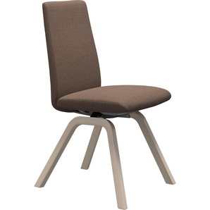 Polsterstuhl STRESSLESS Laurel Stühle Gr. B/H/T: 49cm x 92cm x 59cm, ROHLEDER Stoff Q2 FARON, Vollholz, braun (dark beige q2 faron + eiche gekalkt) Low Back, Größe M, mit schräggestellten Beinen in Eiche gekalkt