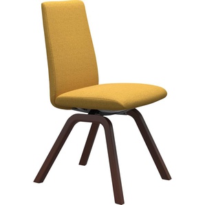 Polsterstuhl STRESSLESS Laurel Stühle Gr. B/H/T: 49cm x 92cm x 59cm, ROHLEDER Stoff Q2 FARON, Vollholz, gelb (yellow q2 faron + walnuss) Low Back, Größe M, mit schräggestellten Beinen in Walnuss