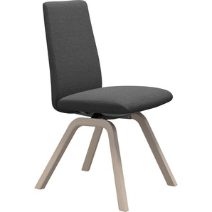 Polsterstuhl STRESSLESS Laurel Stühle Gr. B/H/T: 49cm x 92cm x 59cm, ROHLEDER Stoff Q2 FARON, Vollholz, grau (dark grey q2 faron + eiche gekalkt) Low Back, Größe M, mit schräggestellten Beinen in Eiche gekalkt