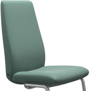 Polsterstuhl STRESSLESS Laurel Stühle Gr. B/H/T: 53 cm x 105 cm x 60 cm, Leder PALOMA, Stahl, grün (aqua green paloma, chrom glänzend) Polsterstühle High Back, Größe L, mit Beinen aus Stahl in Chrom glänzend