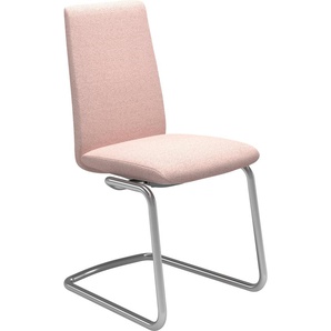 Polsterstuhl STRESSLESS Laurel Stühle Gr. B/H/T: 53 cm x 92 cm x 59 cm, ROHLEDER Stoff Q2 FARON, pink (light q2 faron, chrom glänzend) Polsterstühle Low Back, Größe M, mit Beinen aus Stahl in Chrom glänzend