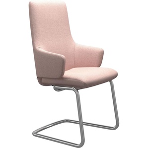 Polsterstuhl STRESSLESS Laurel Stühle Gr. B/H/T: 58 cm x 105 cm x 60 cm, ROHLEDER Stoff Q2 FARON, Stahl, pink (light q2 faron, chrom matt) Polsterstühle High Back mit Armlehne, Größe L, Beinen aus Stahl in Chrom matt