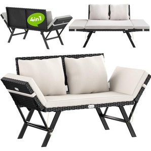 Polyrattan Gartenbank Mit Auflagen 176X56x81cm Schwarz