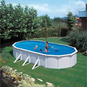 Xxxl Pool-Set Steely DE Luxe, Weiß, Metall, 5-teilig, 360x120x730 cm, Freizeit, Pools und Wasserspaß, Aufstellpools, Aufstellpools