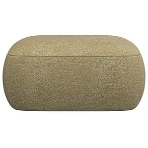 Pouf FLEXLUX Torino, rund, bodennah, Sitzhocker, Polsterhocker Poufs Gr. B/H/T: 91cm x 46cm x 91cm, Bouclé, gelb (mustard yellow) Modernes, organisches Hocker-Design, Kaltschaum, Wellenunterfederung