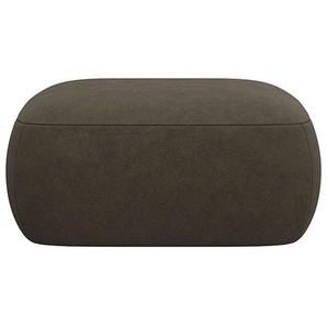 Pouf FLEXLUX Torino, rund, bodennah, Sitzhocker, Polsterhocker Poufs Gr. B/H/T: 91cm x 46cm x 91cm, Lederoptik, braun (camel brown) Modernes, organisches Hocker-Design, Kaltschaum, Wellenunterfederung